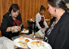 Deb Foxcroft serving lunch.