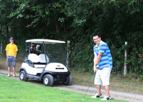 Ken Watts, Vice President of the Nuu-chah-nulth Tribal Council, gets in a few practise swings